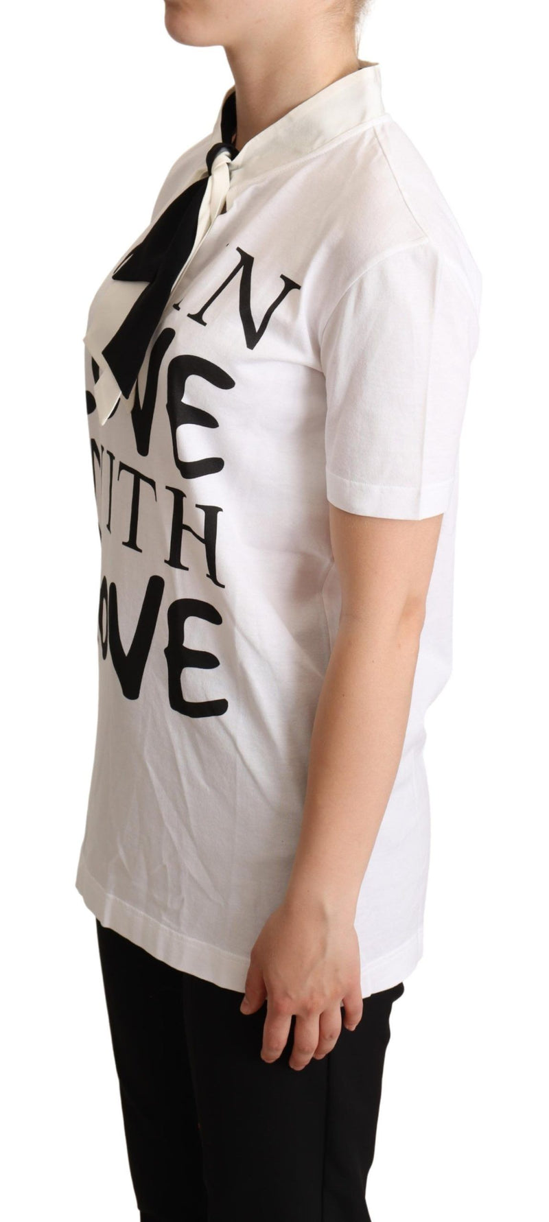 Chic Love Slogan Silk Cotton Tee Dolce & Gabbana