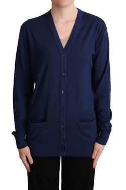 Elegant Virgin Wool Blue Cardigan Dolce & Gabbana