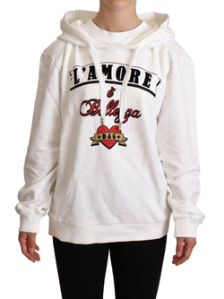 White L'Amore Motive Hooded Sweater Dolce & Gabbana