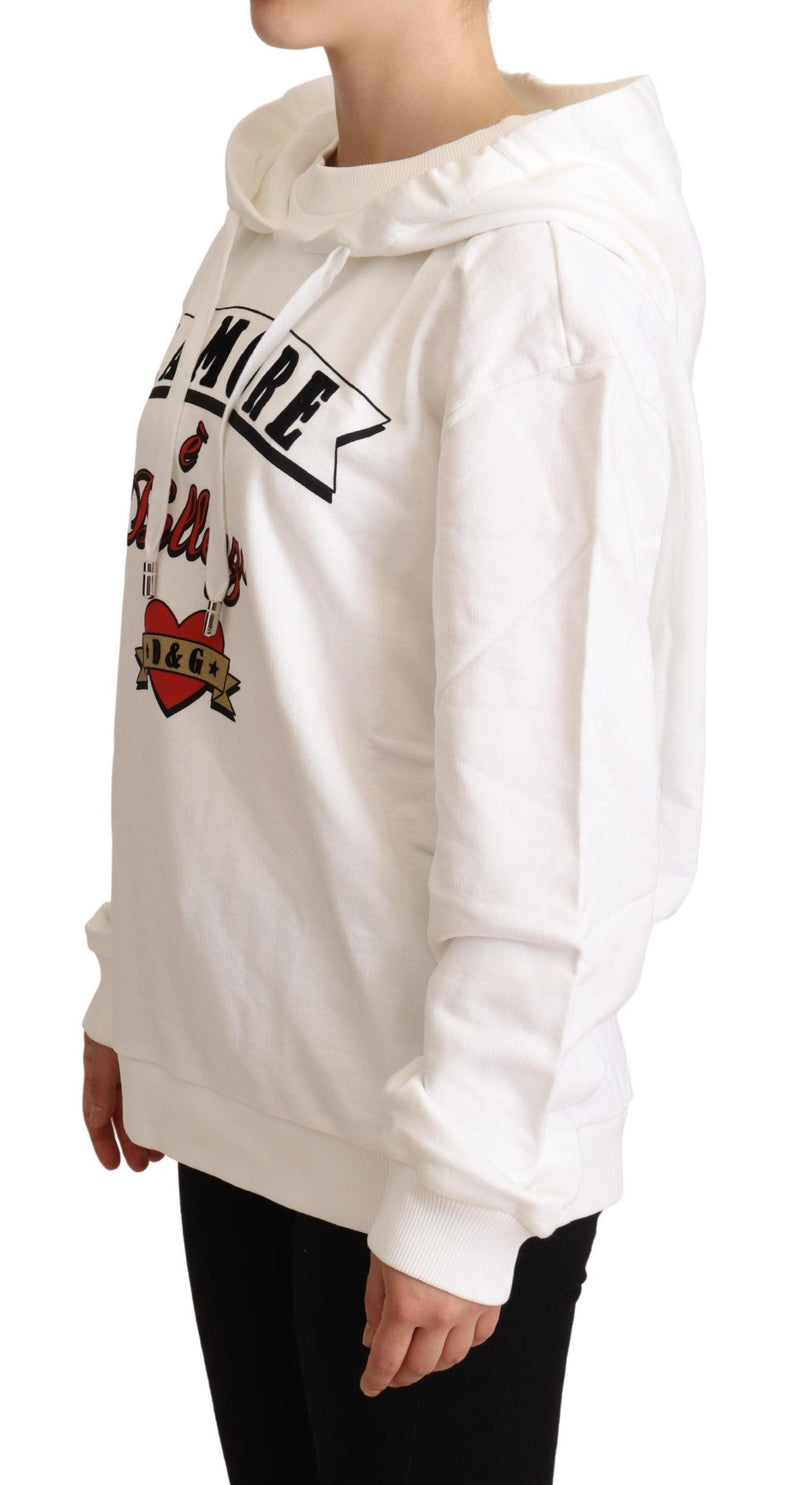 White L'Amore Motive Hooded Sweater Dolce & Gabbana