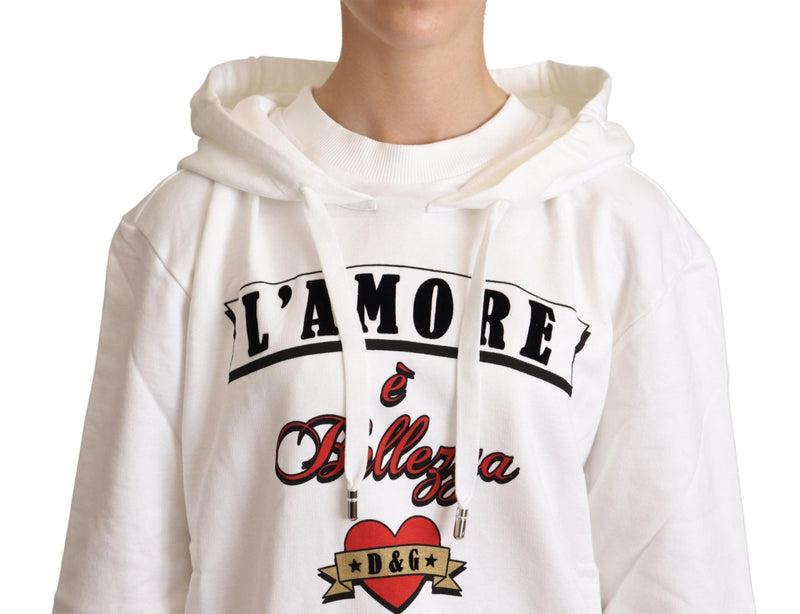 White L'Amore Motive Hooded Sweater Dolce & Gabbana