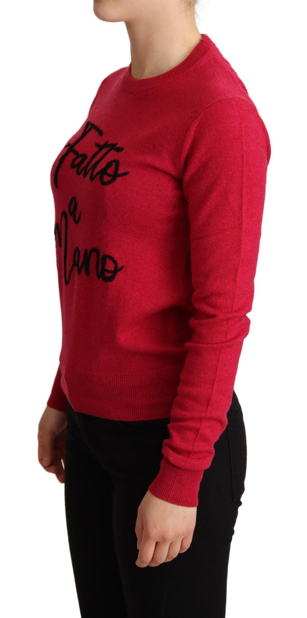 Chic Pink Cashmere Blend Crewneck Pullover Dolce & Gabbana