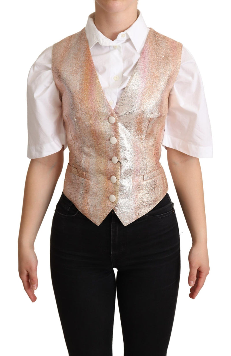 Elegant Pink Metallic Sheen Waistcoat Dolce & Gabbana