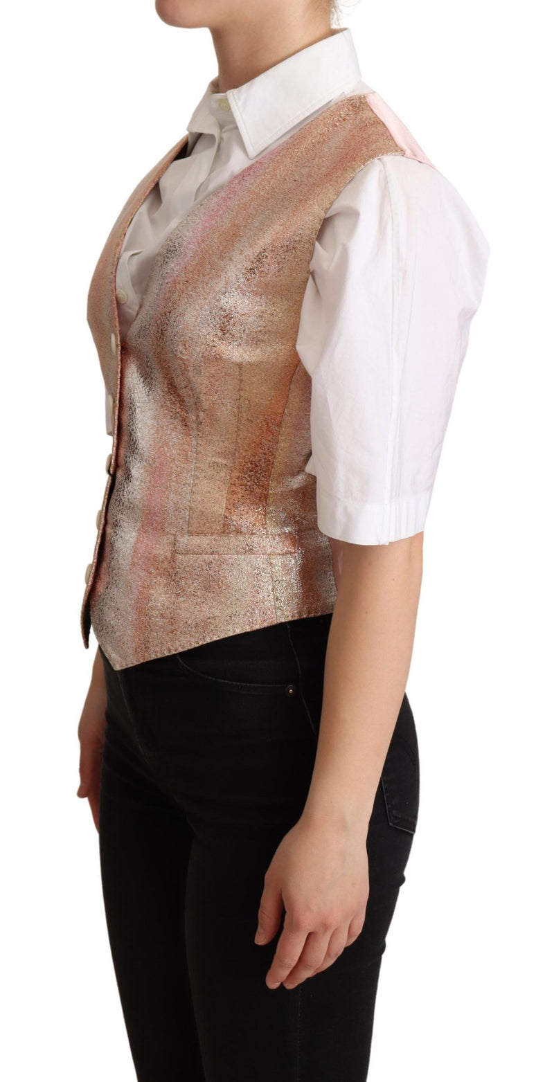 Elegant Pink Metallic Sheen Waistcoat Dolce & Gabbana