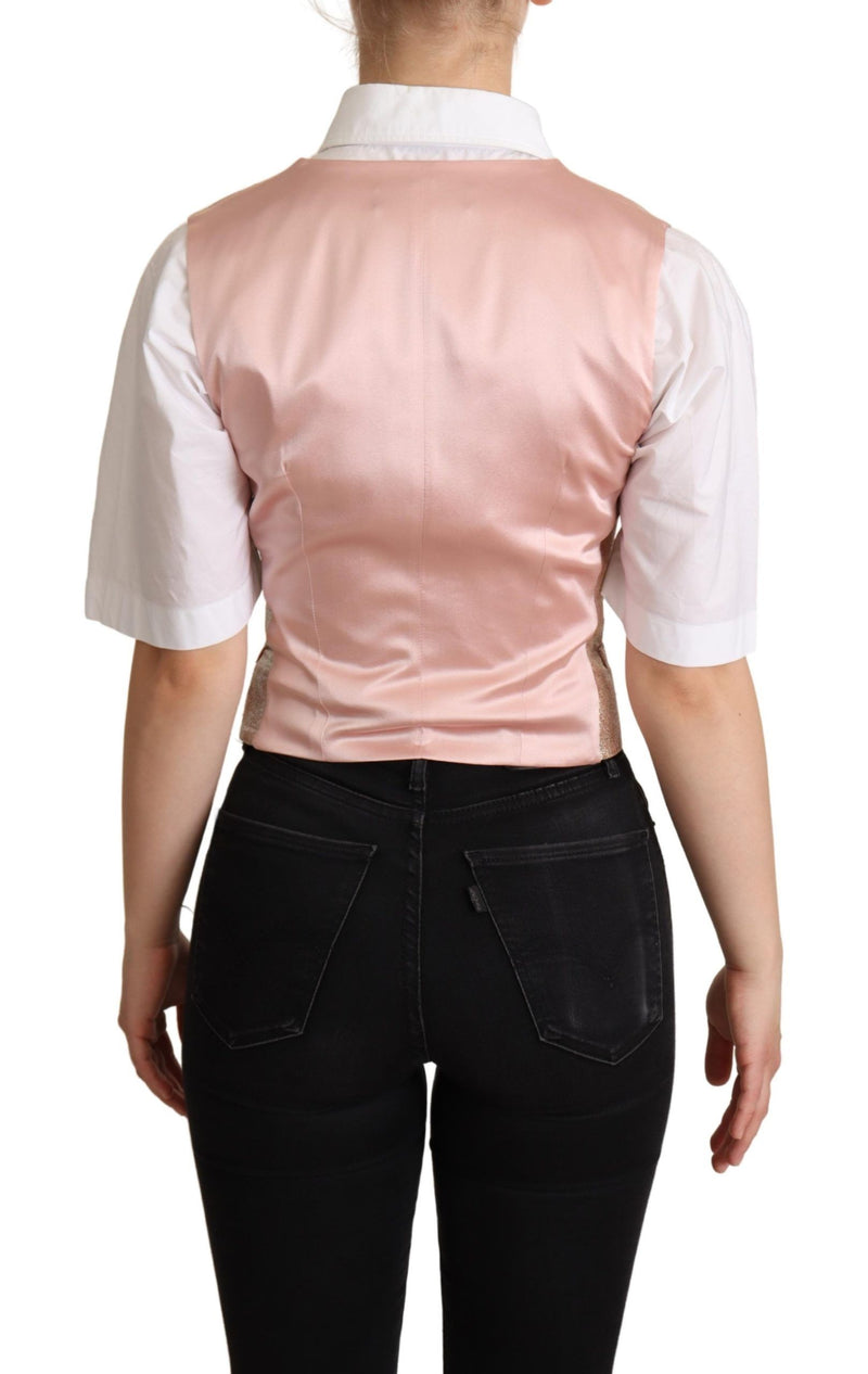 Elegant Pink Metallic Sheen Waistcoat Dolce & Gabbana