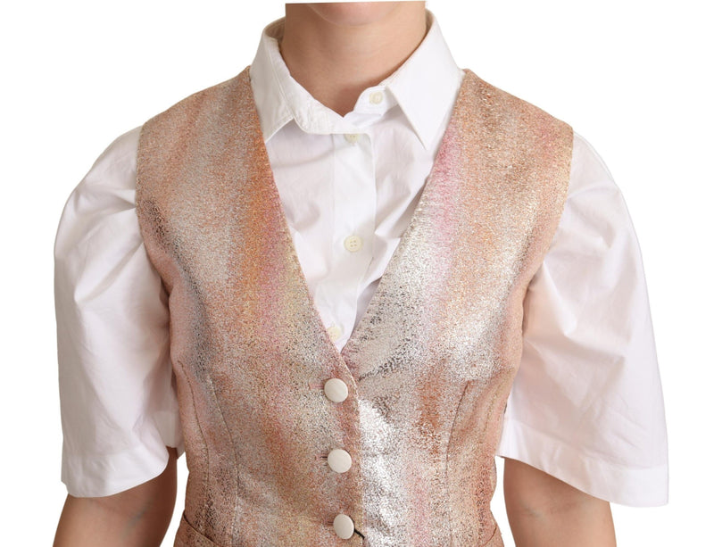 Elegant Pink Metallic Sheen Waistcoat Dolce & Gabbana