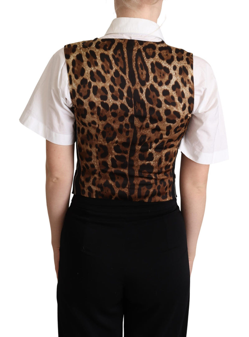 Chic Black Leopard Print Waistcoat Dolce & Gabbana