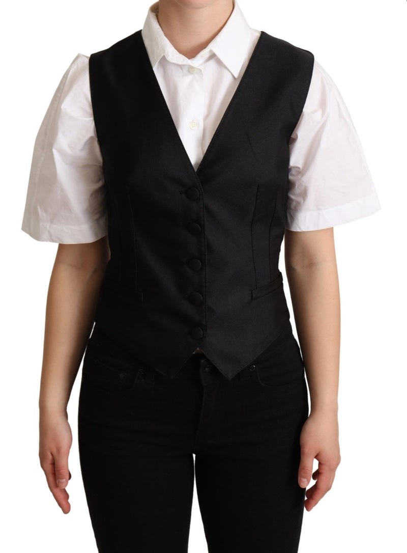 Elegant Silk Blend Black Waistcoat Dolce & Gabbana