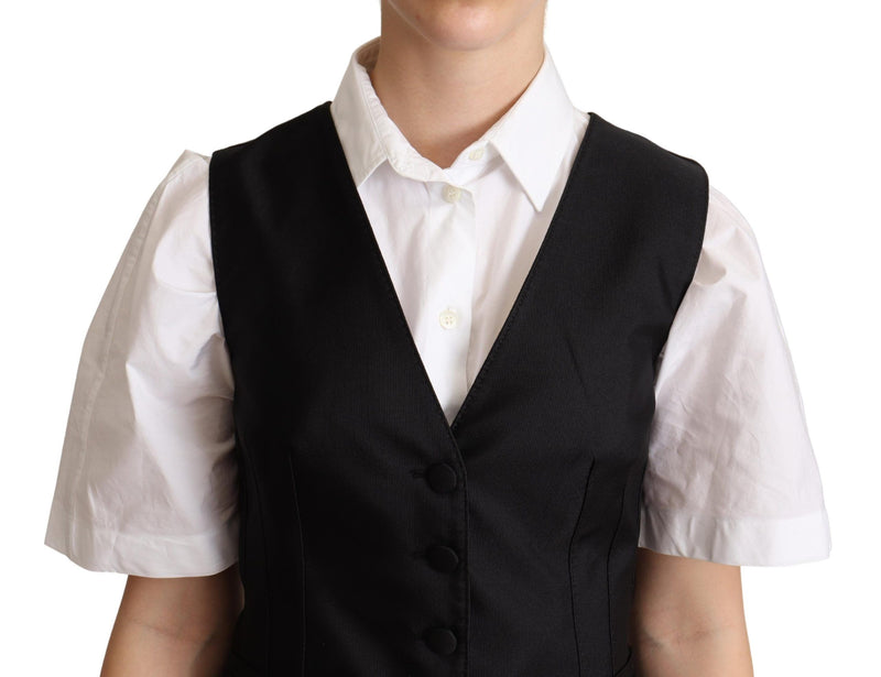 Elegant Silk Blend Black Waistcoat Dolce & Gabbana