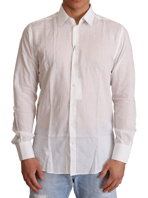 Elegant White Slim Fit Martini Dress Shirt Dolce & Gabbana