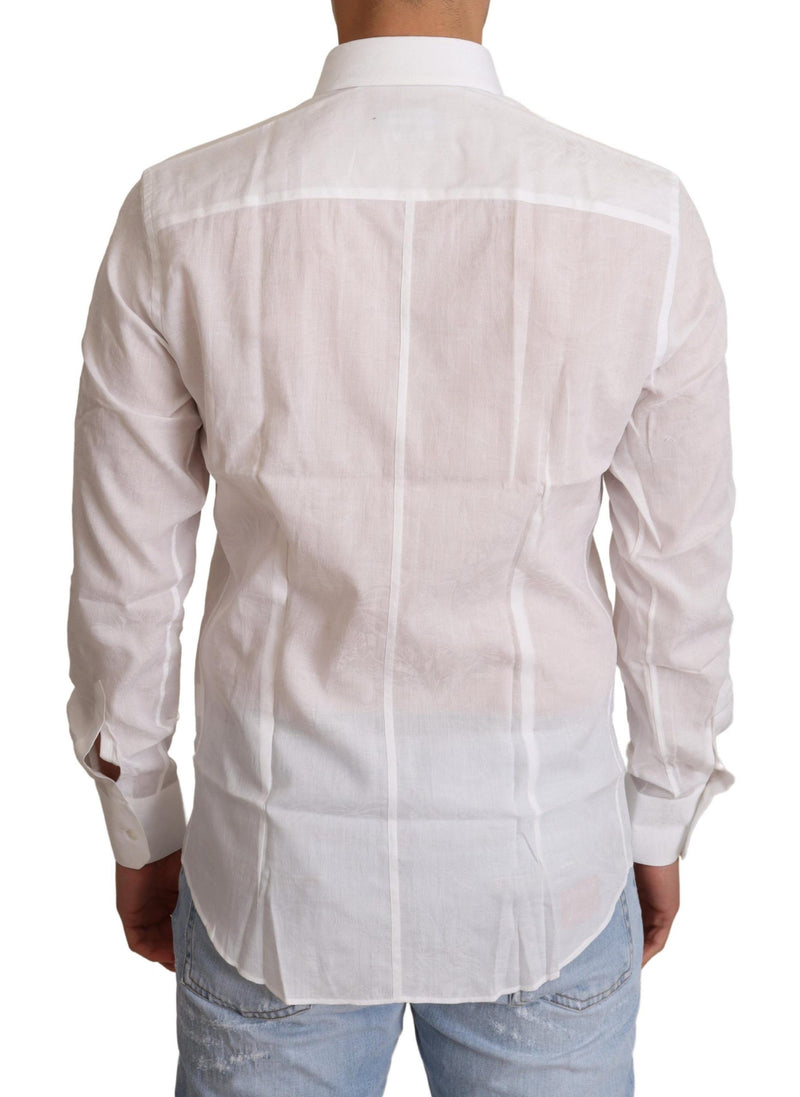 Elegant White Slim Fit Martini Dress Shirt Dolce & Gabbana