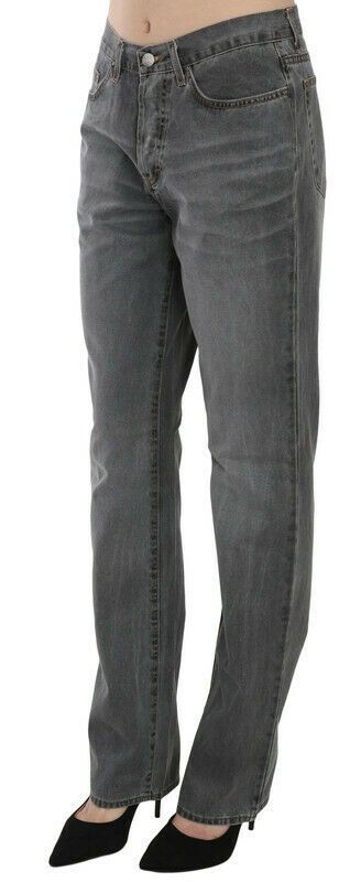 Chic Gray Mid Waist Straight Leg Jeans Just Cavalli