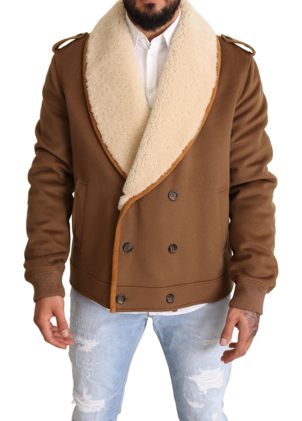 Elegant Double Breasted Shearling Jacket Dolce & Gabbana