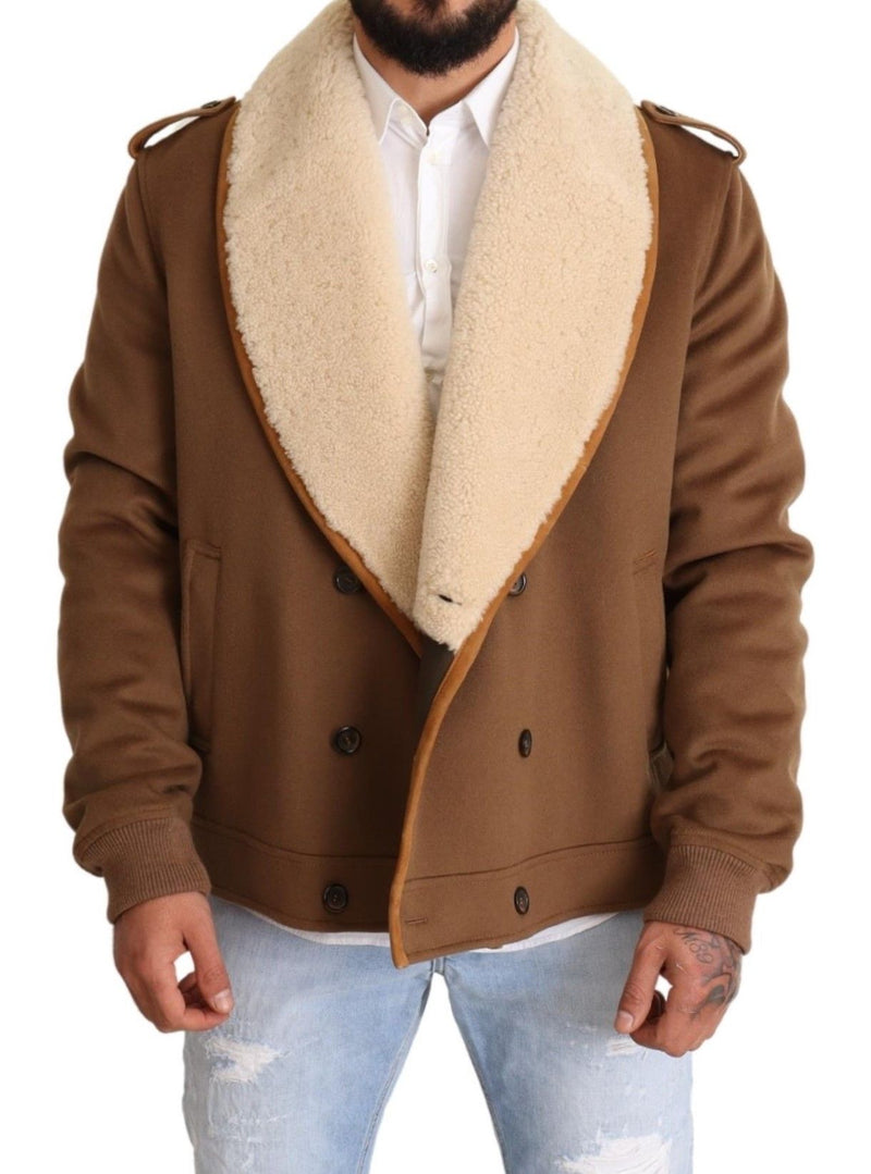 Elegant Double Breasted Shearling Jacket Dolce & Gabbana