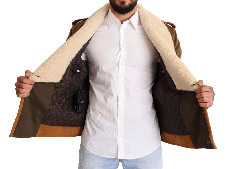 Elegant Double Breasted Shearling Jacket Dolce & Gabbana