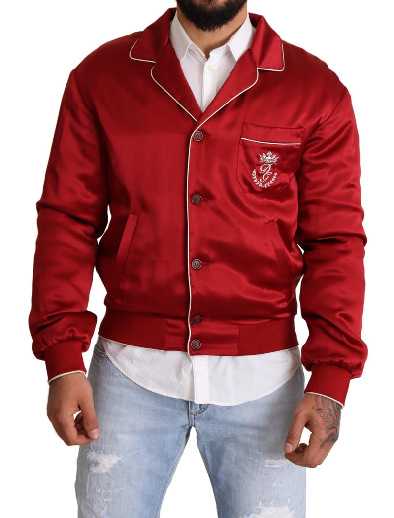 Sumptuous Silk Red Bomber Jacket Dolce & Gabbana