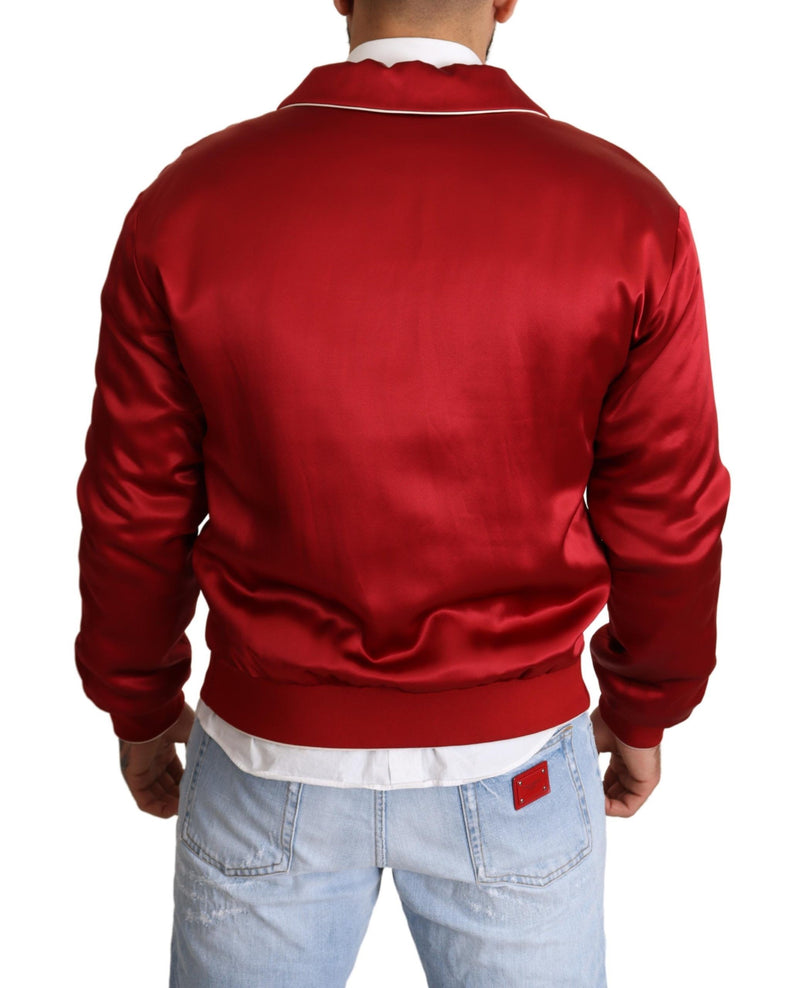 Sumptuous Silk Red Bomber Jacket Dolce & Gabbana