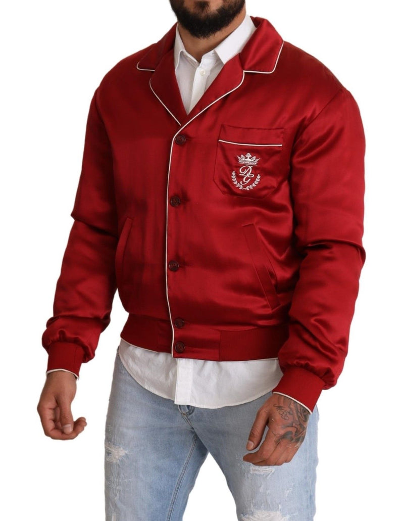 Sumptuous Silk Red Bomber Jacket Dolce & Gabbana