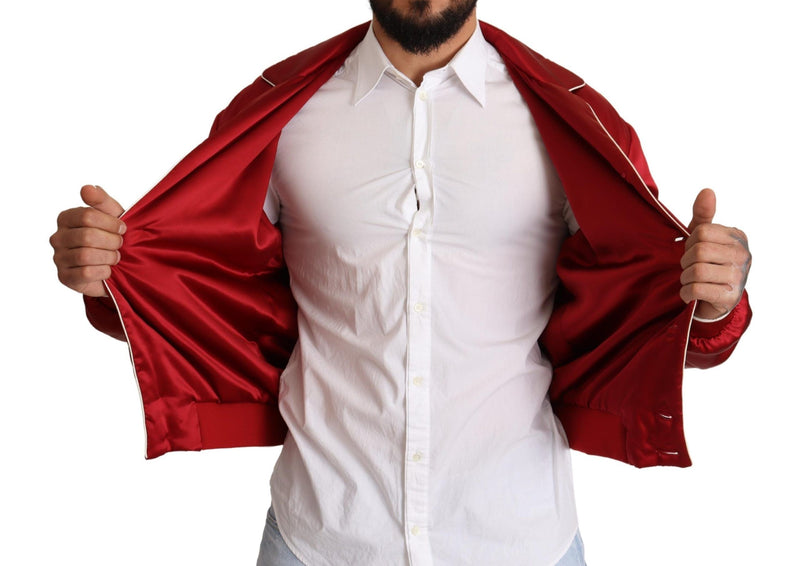 Sumptuous Silk Red Bomber Jacket Dolce & Gabbana