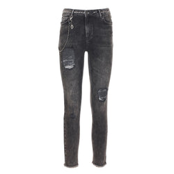 Elegant Black Denim Trousers Imperfect