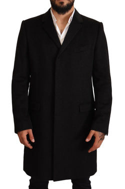 Elegant Gray Long Overcoat in Pure Cashmere Dolce & Gabbana