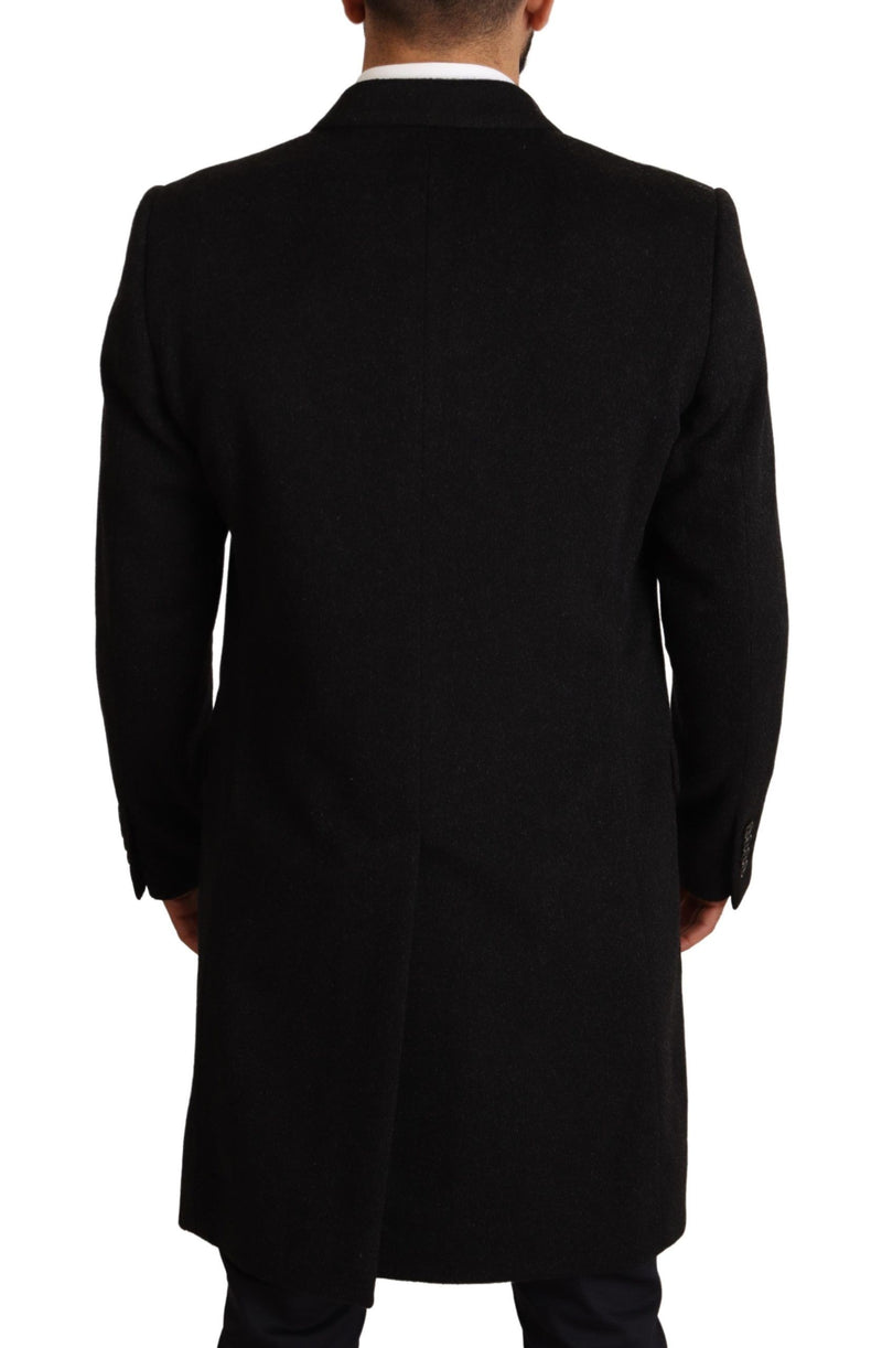 Elegant Gray Long Overcoat in Pure Cashmere Dolce & Gabbana