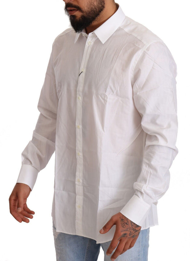 White Cotton Martini Fit Shirt Dolce & Gabbana