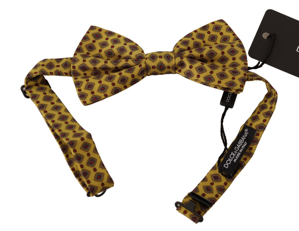 Elegant Yellow Silk Bow Tie Dolce & Gabbana