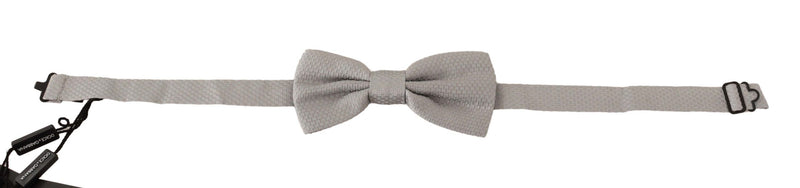 Elegant Silver Silk Bow Tie Dolce & Gabbana