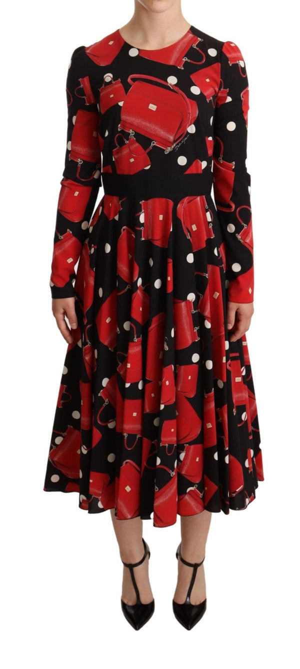 Elegant Sicily Print Flared Midi Dress Dolce & Gabbana