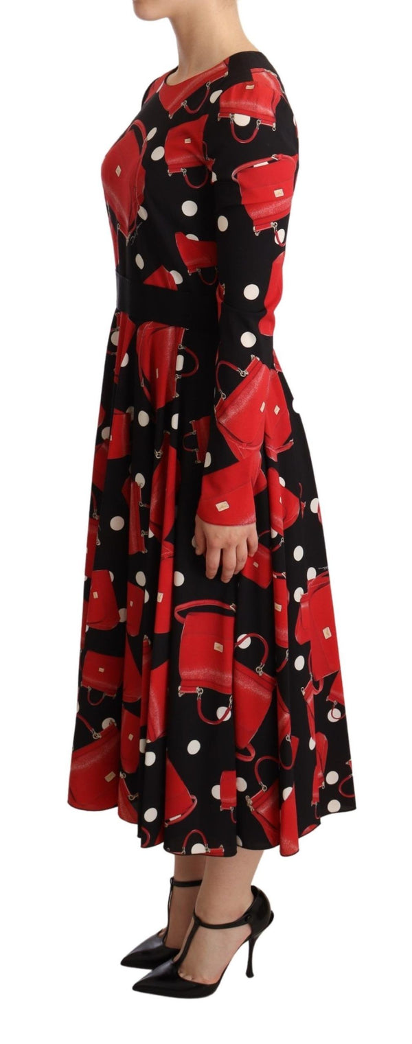 Elegant Sicily Print Flared Midi Dress Dolce & Gabbana