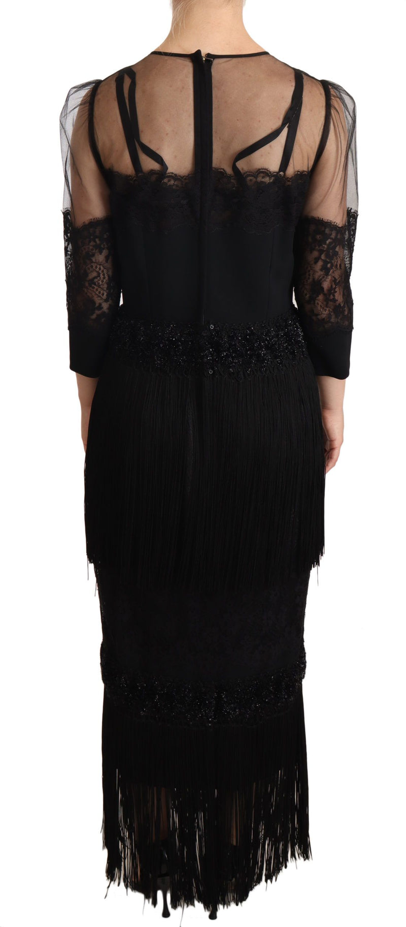 Elegant Lace Midi Dress in Black Dolce & Gabbana