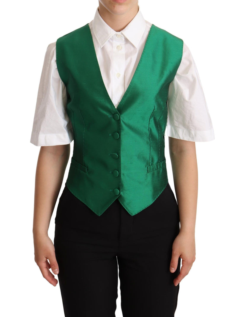 Elegant Green Silk Blend Waistcoat Dolce & Gabbana