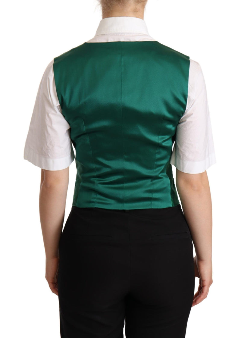 Elegant Green Silk Blend Waistcoat Dolce & Gabbana