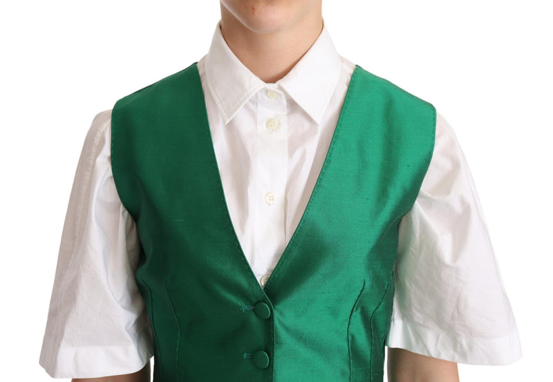 Elegant Green Silk Blend Waistcoat Dolce & Gabbana