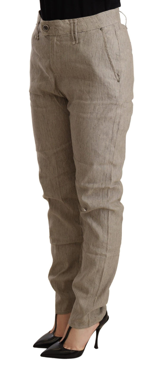 Chic Beige Mid Waist Baggy Pants for Sophisticated Style CYCLE