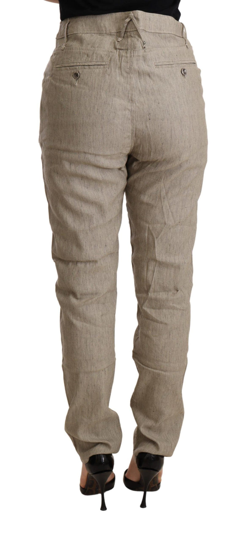 Chic Beige Mid Waist Baggy Pants for Sophisticated Style CYCLE