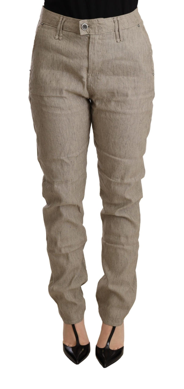 Chic Beige Mid Waist Baggy Pants for Sophisticated Style CYCLE