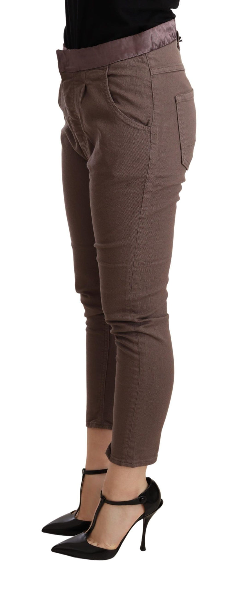 Chic Brown Skinny Mid Waist Cropped Pants CYCLE