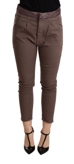 Chic Brown Skinny Mid Waist Cropped Pants CYCLE