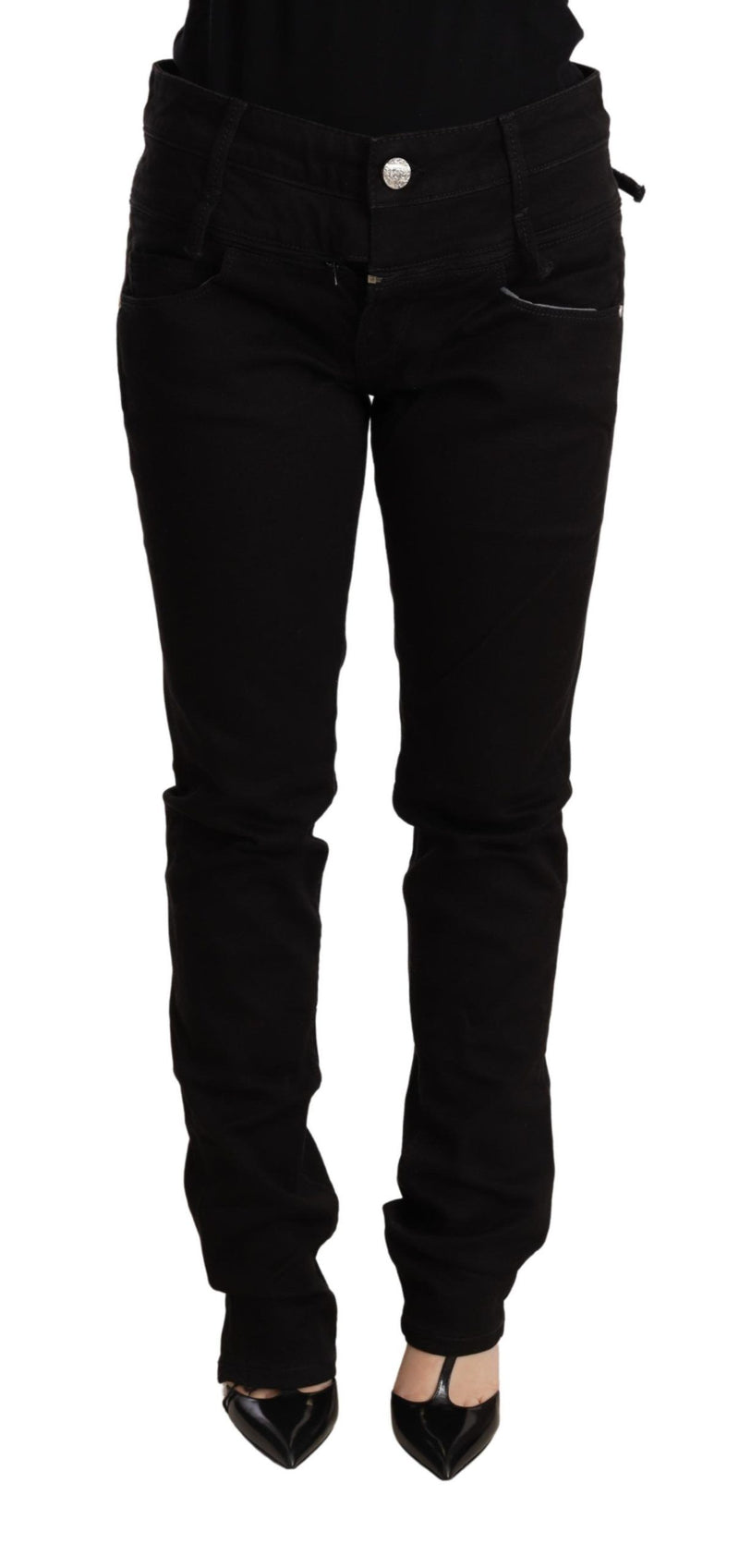 Chic Low Waist Skinny Black Denim Acht