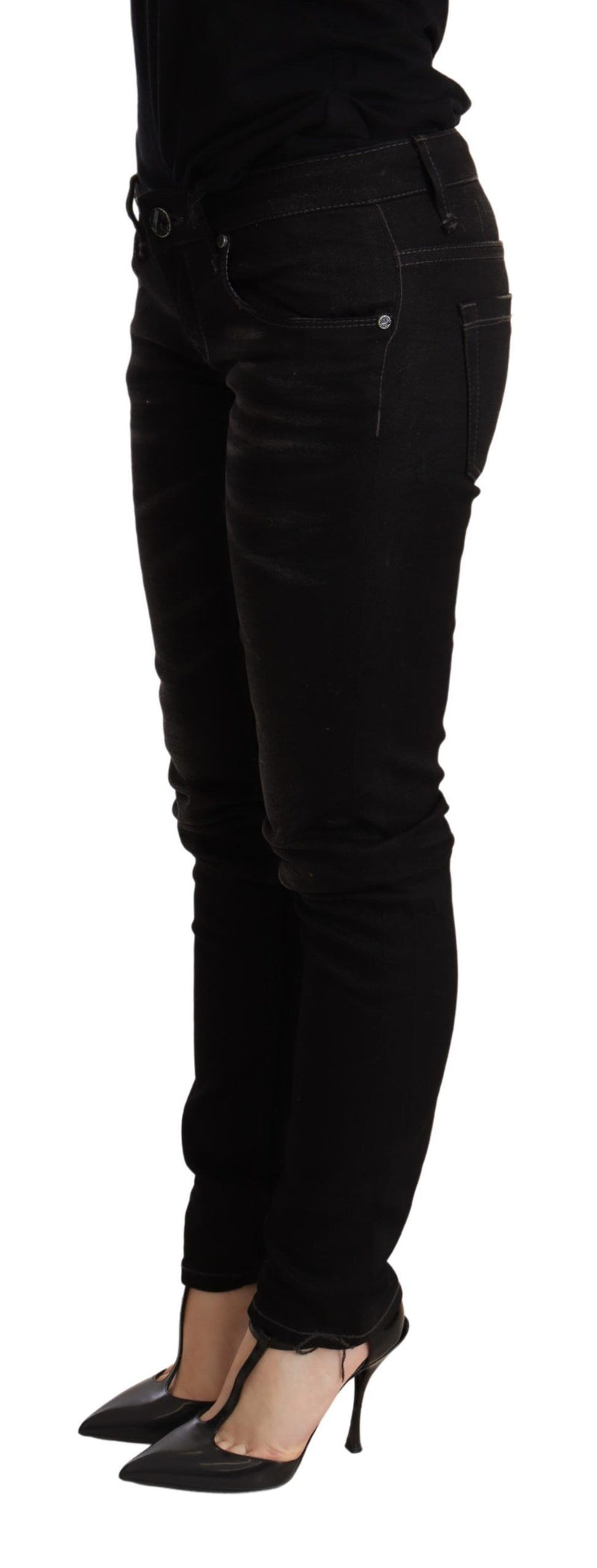 Chic Black Low Waist Skinny Denim Acht