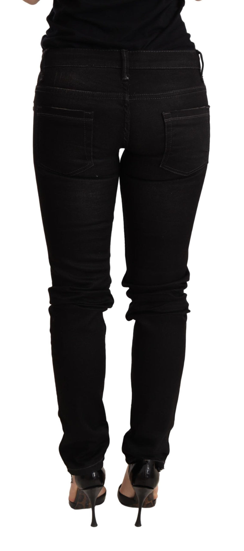 Chic Black Low Waist Skinny Denim Acht