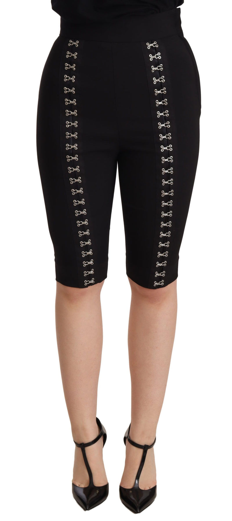 Elegant High Waist Black Wool Shorts Dolce & Gabbana