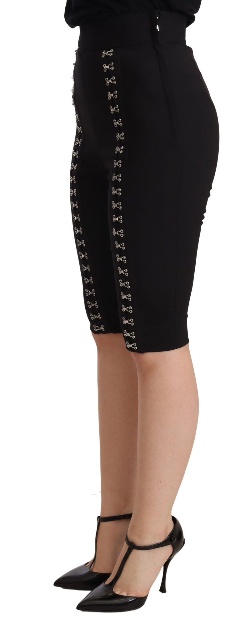 Elegant High Waist Black Wool Shorts Dolce & Gabbana