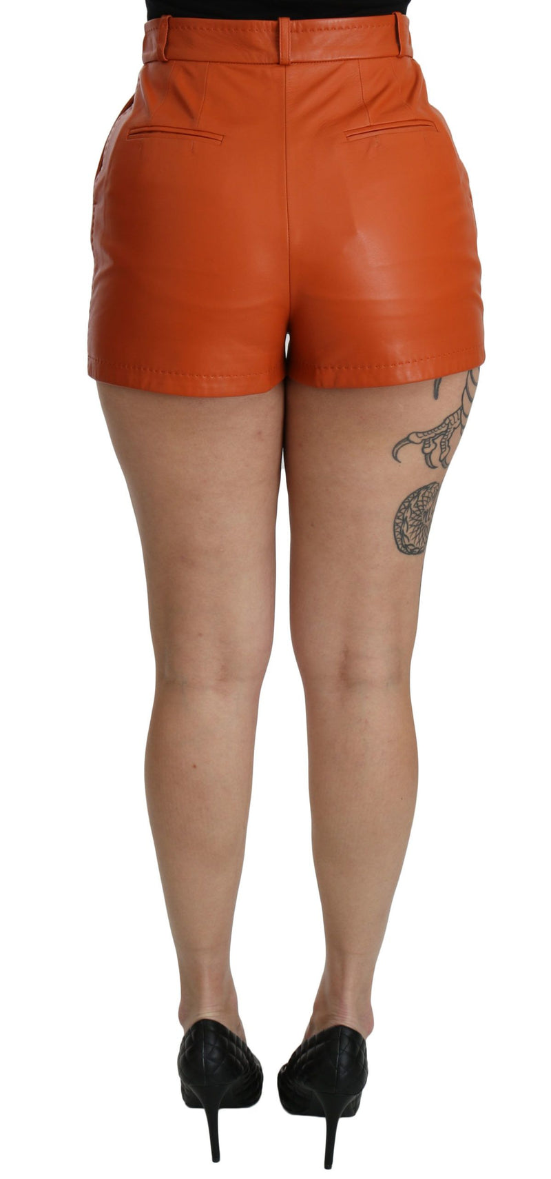 Chic Orange Leather High Waist Hot Pants Dolce & Gabbana