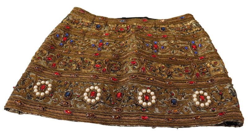 Gold Embellished High Waist Mini Skirt Dolce & Gabbana