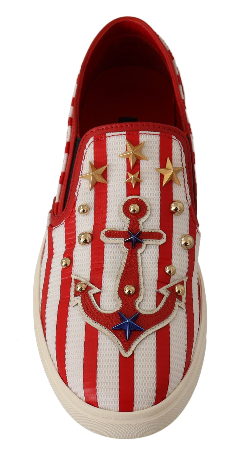 Stripe Print Studded Loafers Dolce & Gabbana