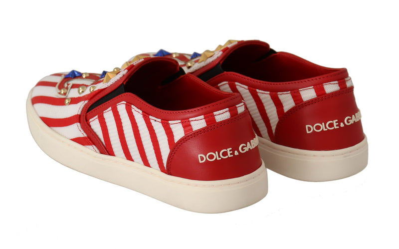 Stripe Print Studded Loafers Dolce & Gabbana