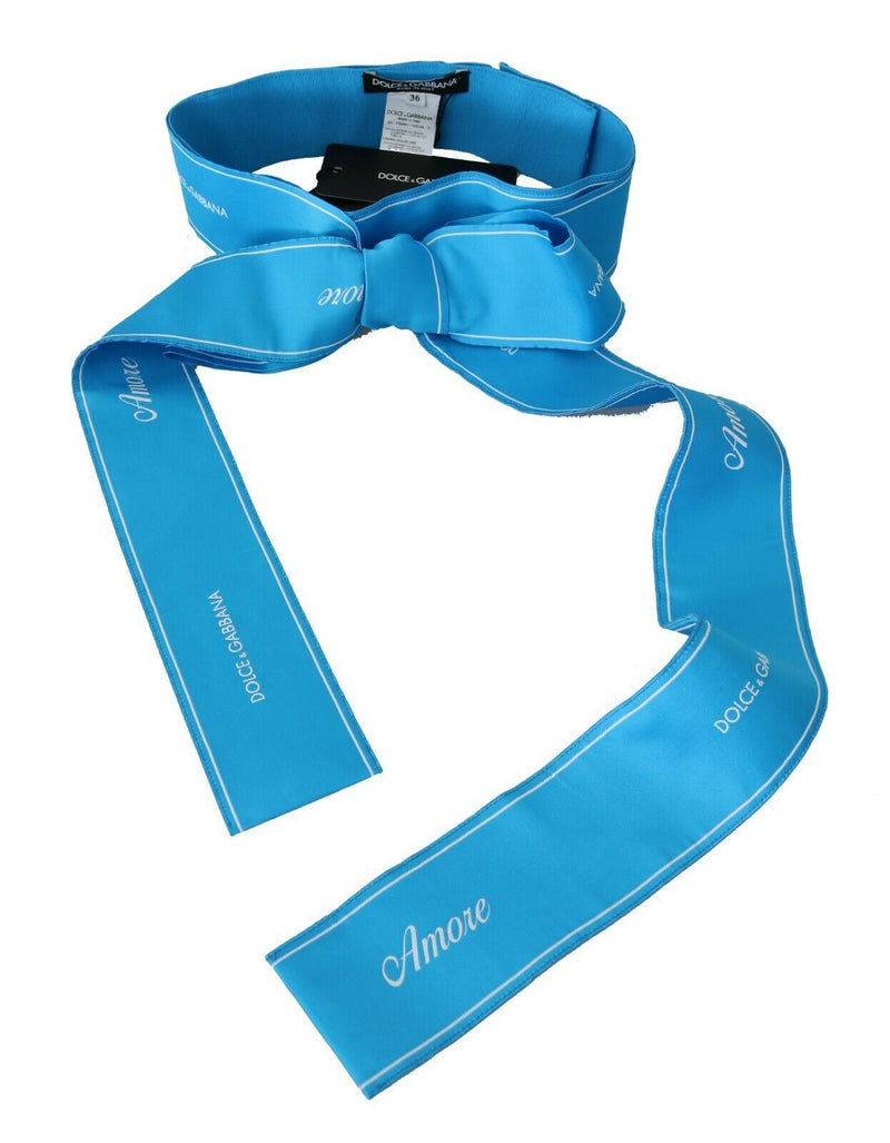 Elegant Bow Snap Blue Waist Belt Dolce & Gabbana